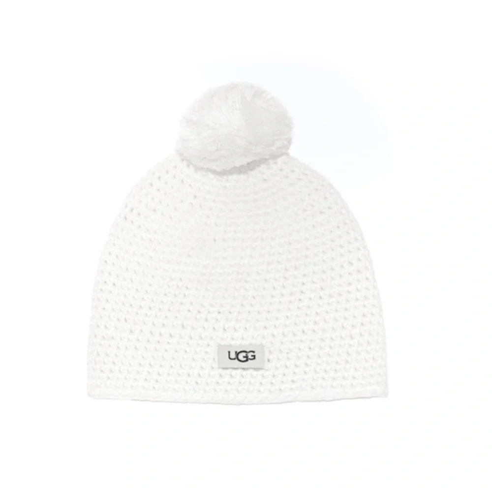 UGG White Ivory Pompom Beanie Knit Hat NWT - Picture 2 of 11